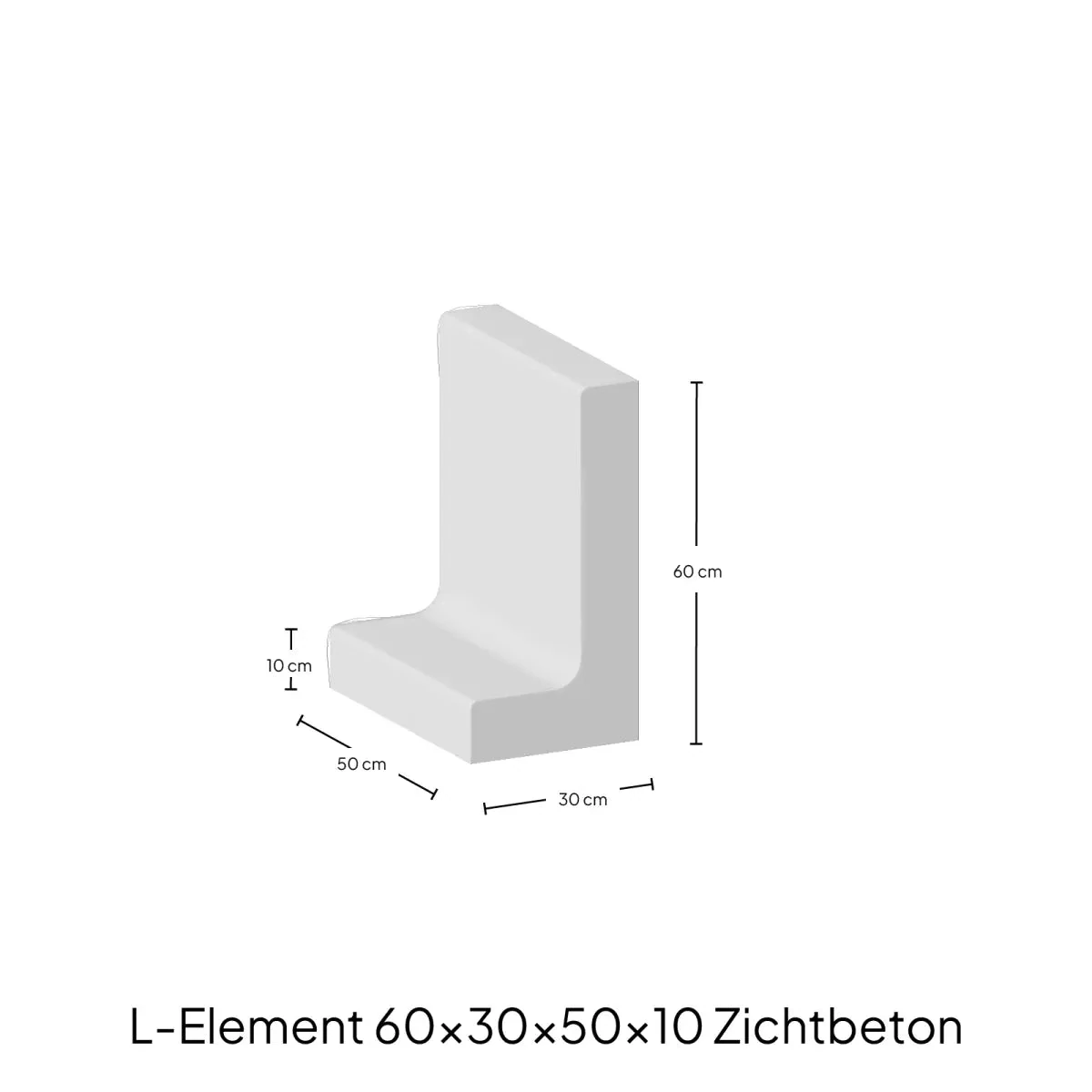 L-Elementx10cm Zichtbeton 30x50x50cm Grijs