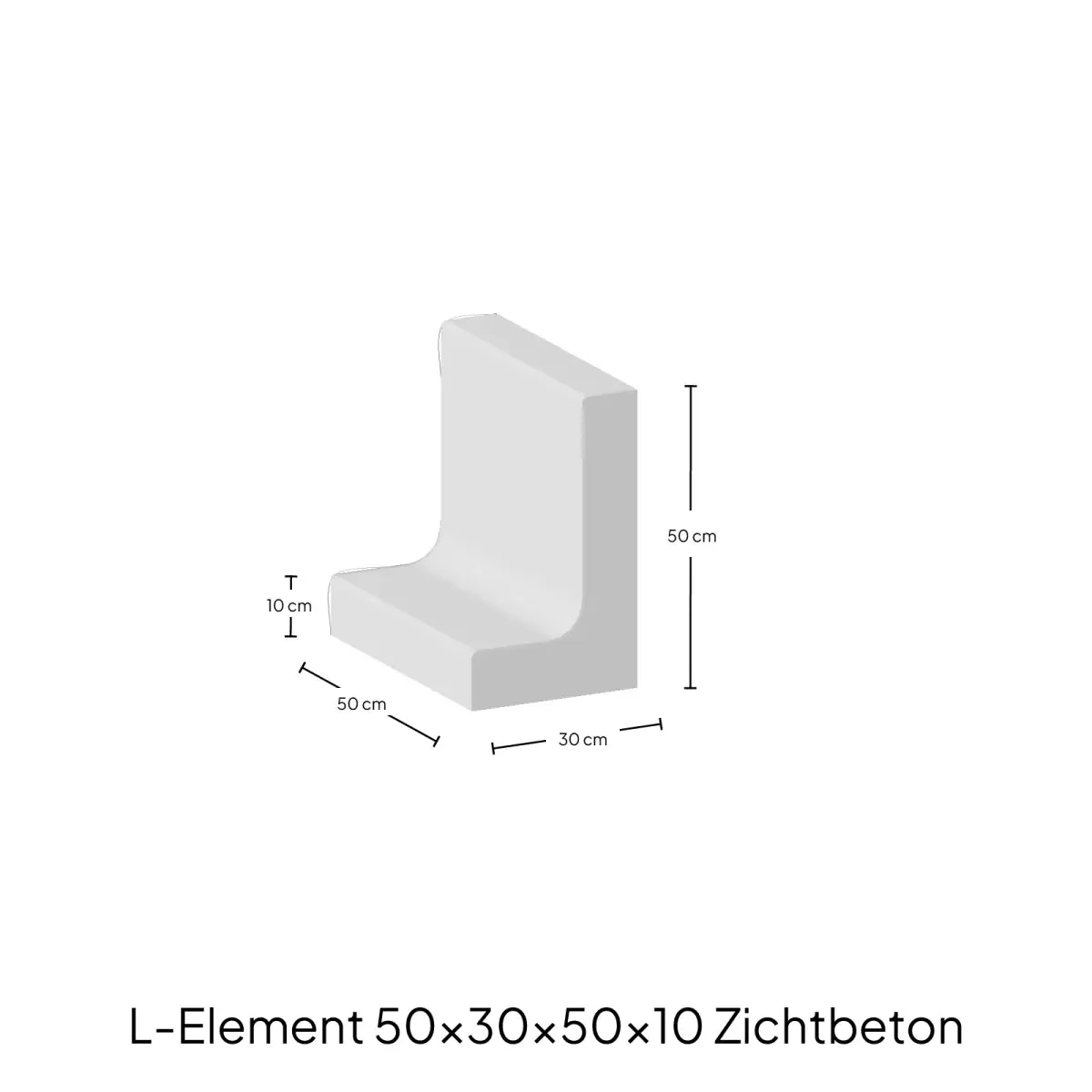 L-Elementx10cm Zichtbeton 30x50x50cm