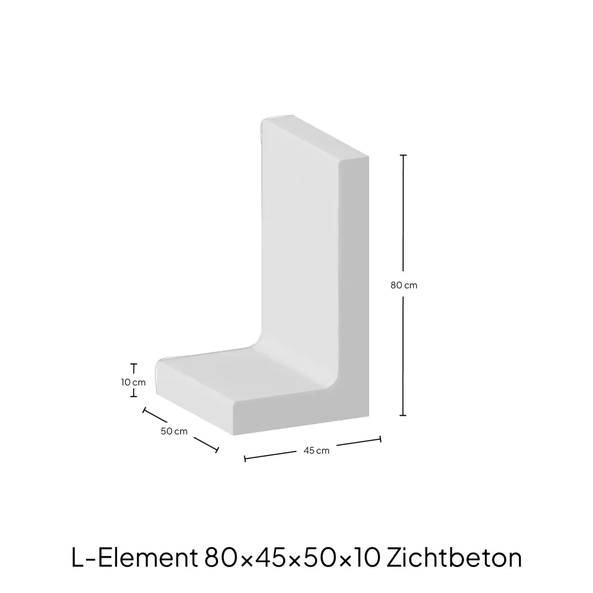 L-Elementx10cm Zichtbeton 30x50x50cm Grijs