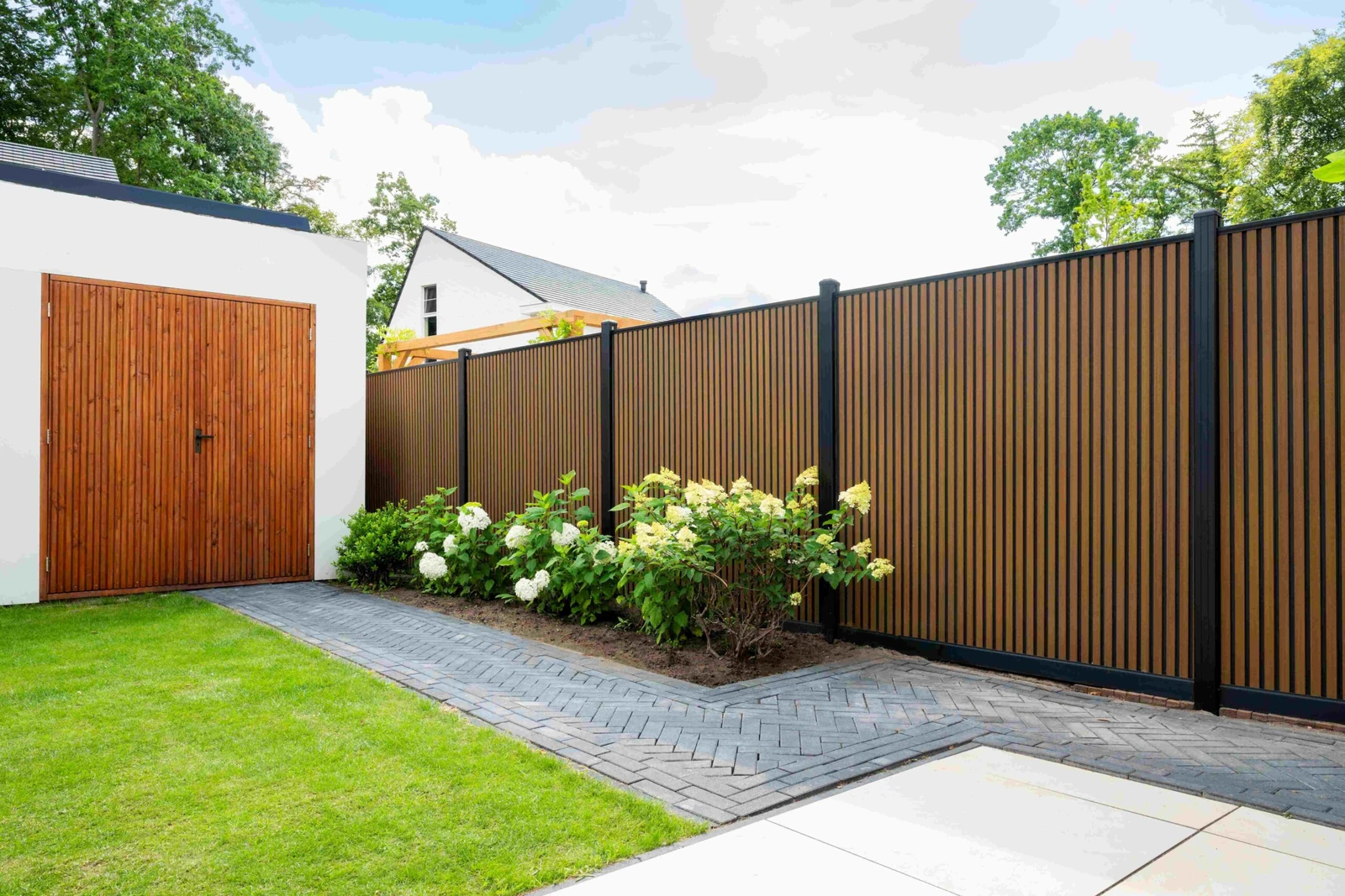 Composiet schutting Rhombus Teak Verticaal