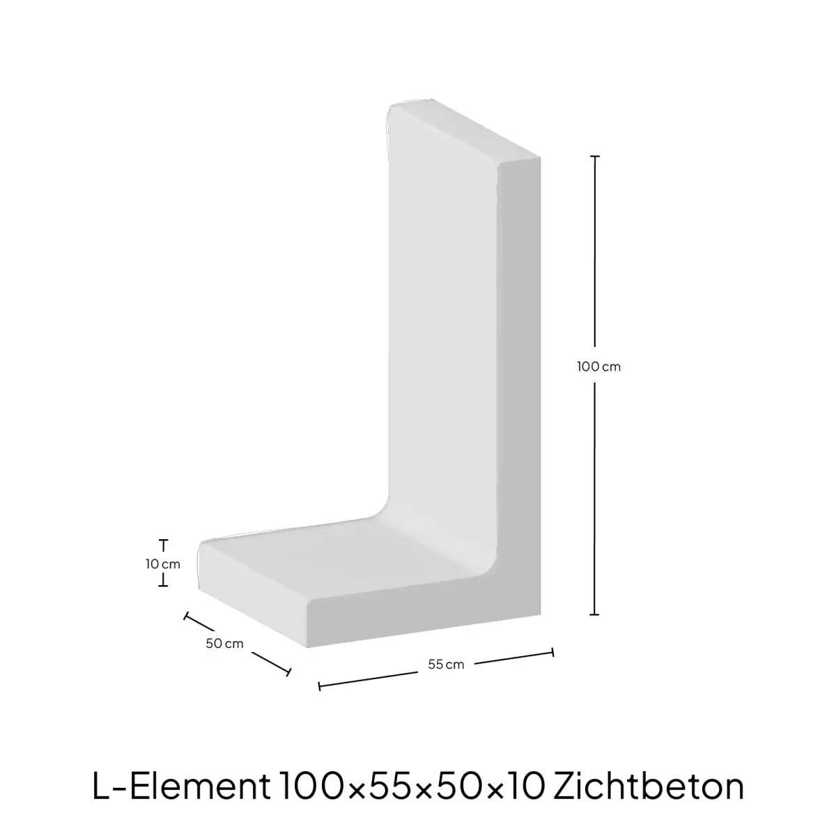 L-Elementx10cm Zichtbeton 30x50x60cm Grijs