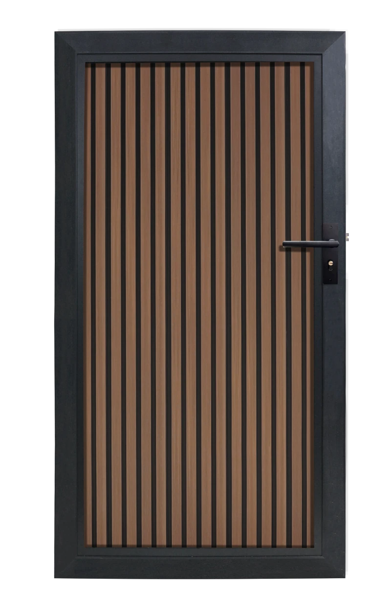 Composiet Tuindeur Rhombus Walnoot Verticaal Highlander composiet schuttingen