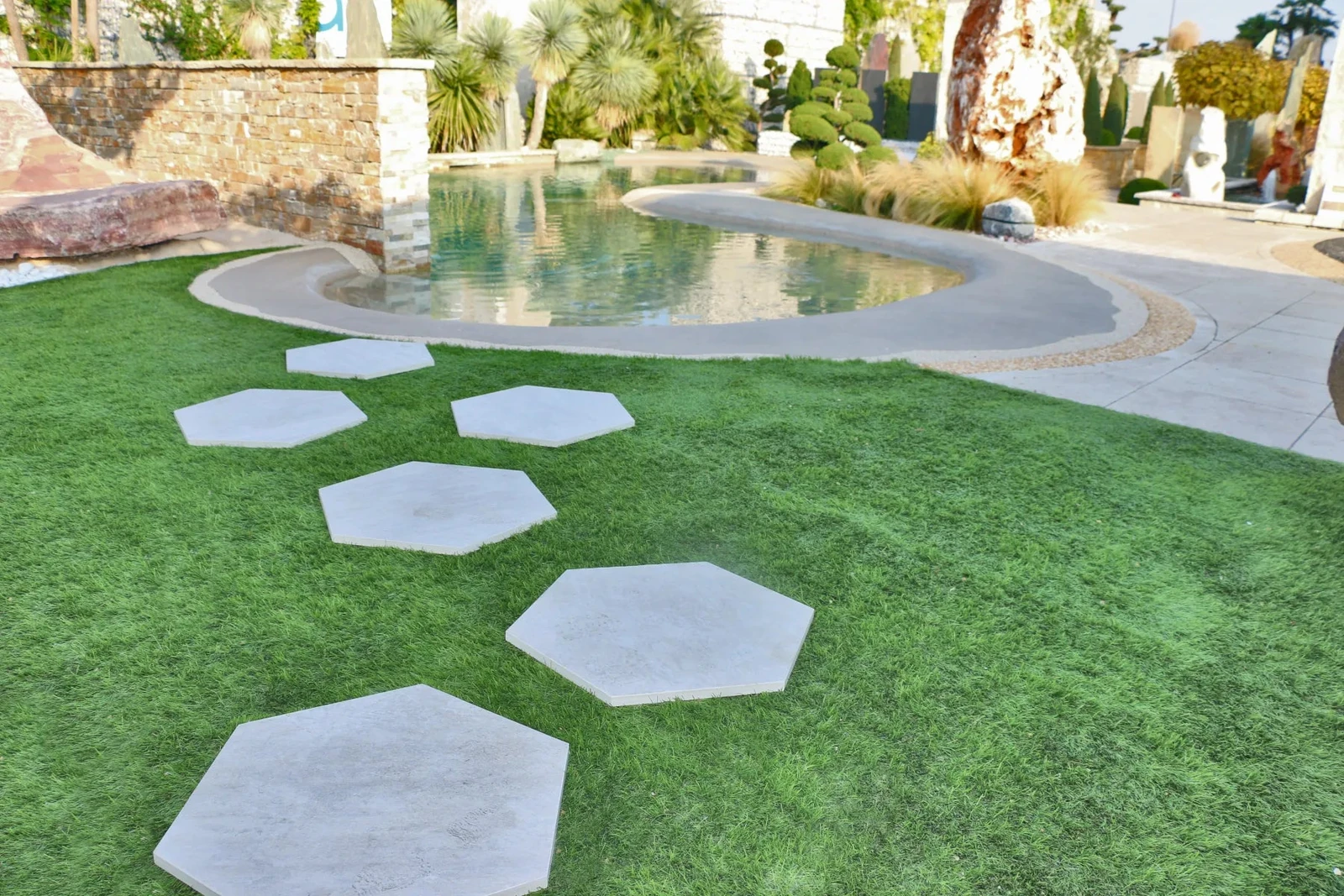 Staptegel Hexagon Quarzite Bianca o 60x52x2cm Wit