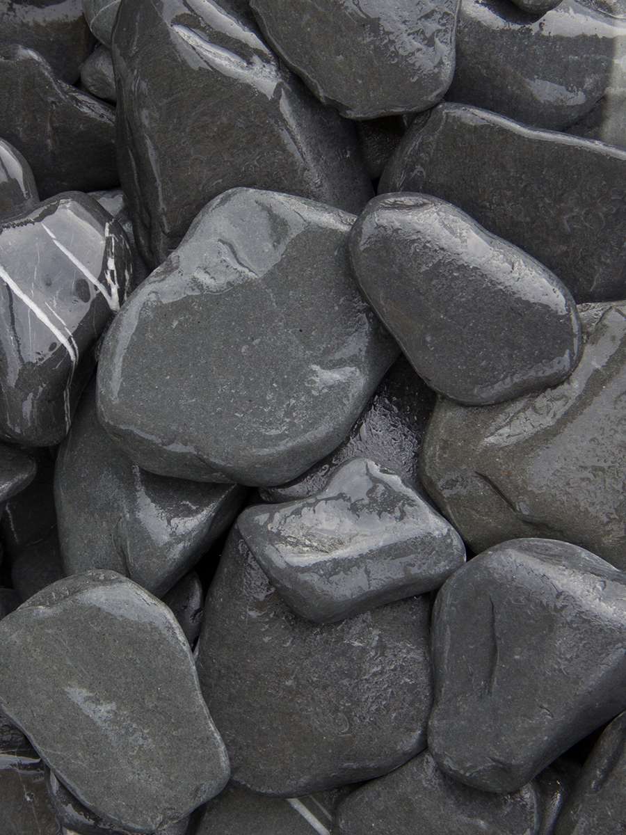 Flat pebbles zwart 30/60mm