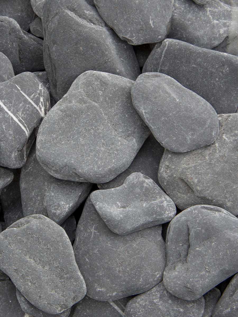 Flat pebbles zwart 30/60mm Aggregates International grind & split